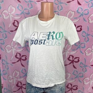 Y2k Ombre green White Aeropostale Casual Graphic shirt size xs